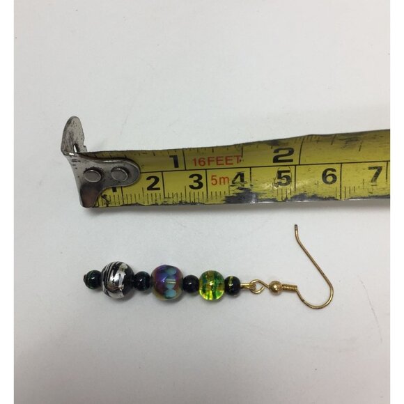 Womens Dangly Beaded Earrings with Blue/Green Beads - Picture 2 of 2